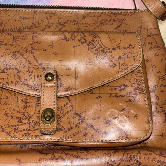 Patricia Nash Leather Kenilworth Signature Map Riot Rust Crossbody Bag - Picture 3 of 12